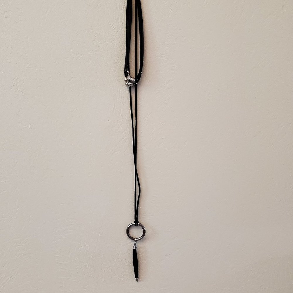 Lucky Brand Silver and Black choker with charm